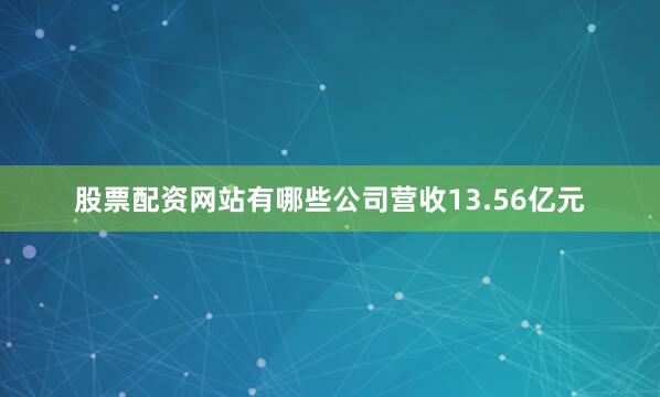 股票配资网站有哪些公司营收13.56亿元